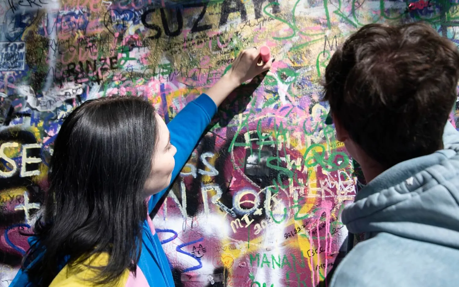 The graffiti-covered John Lennon Wall in Prague