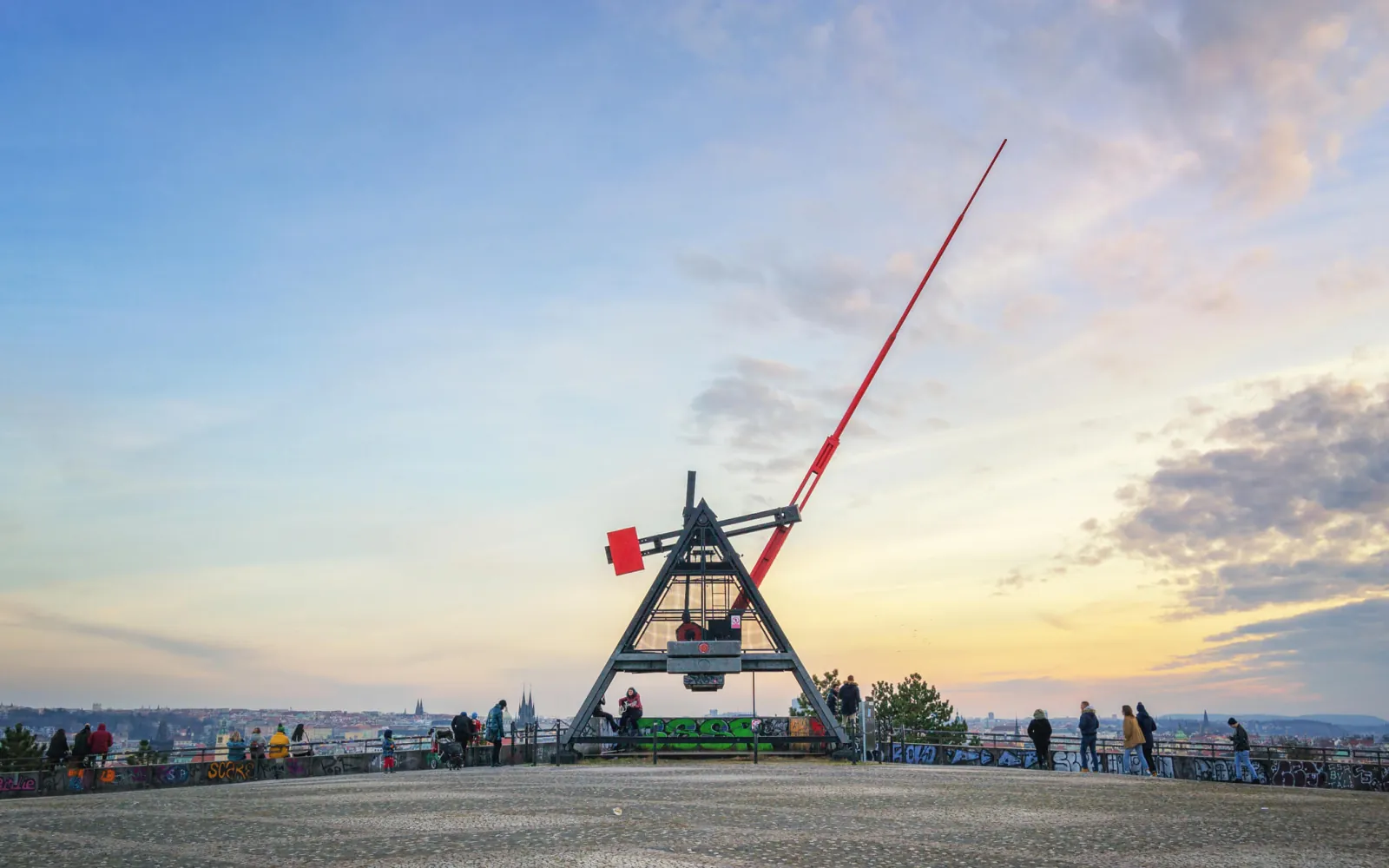 The giant metronome on Letná, on the former Stalin Monument site
