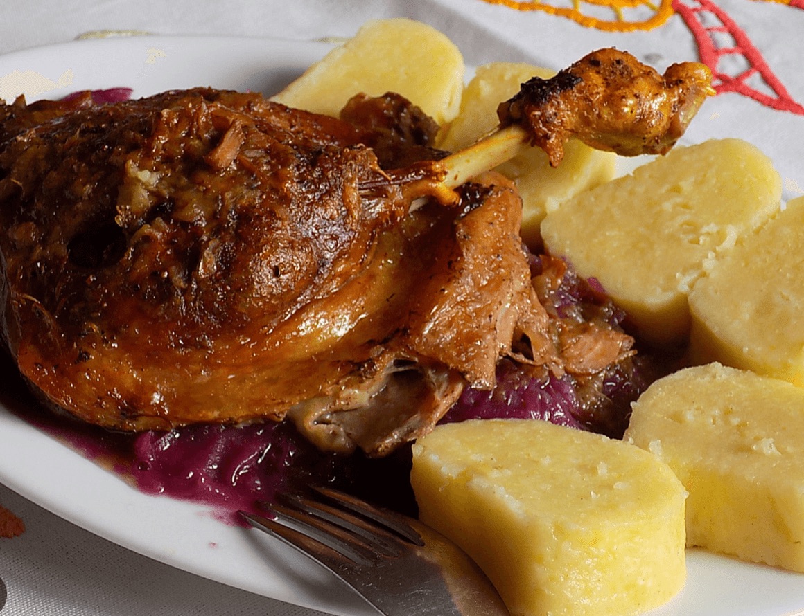 Duck with cabbage and dumplings